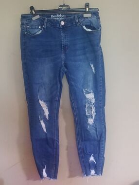Resfeber Distressed Blue Skinny Boyfriend Jeans Size 16